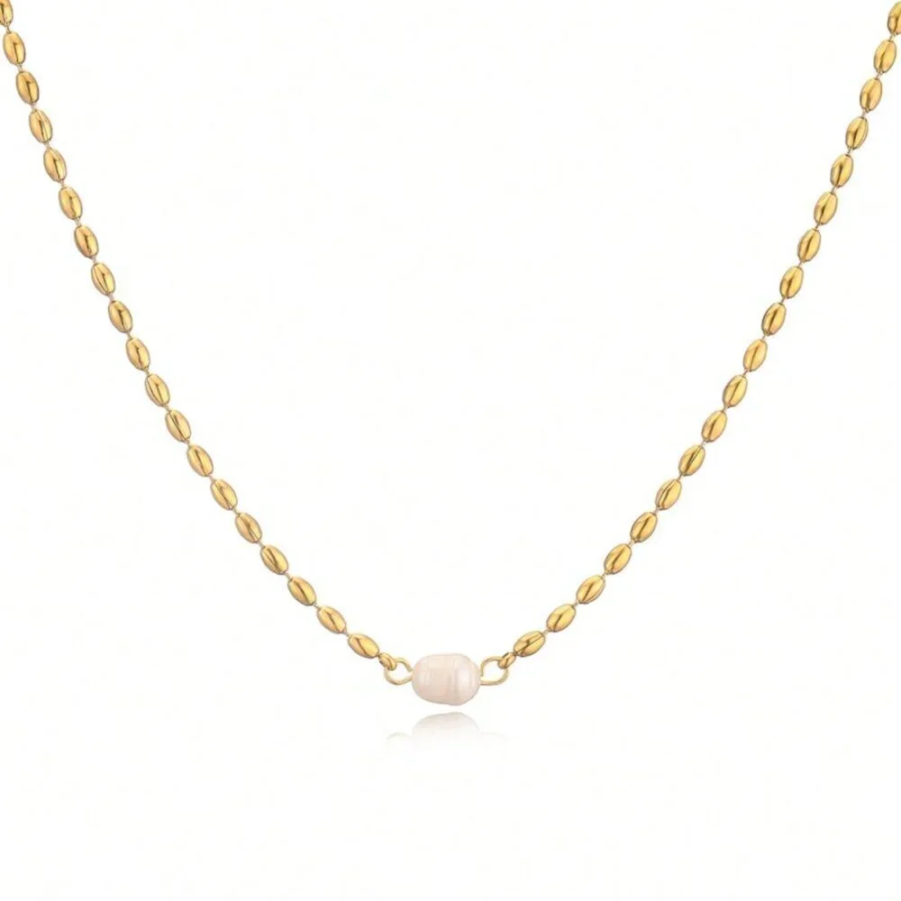 Yellow Gold Women's Luxury Vintage Style Gold Plated Stainless Steel Necklace
